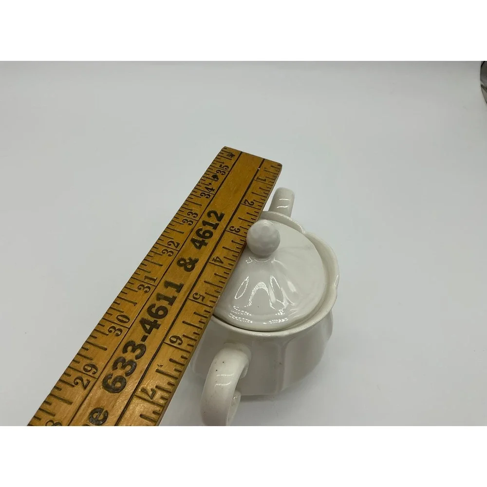 Vintage Sugar Bowl‎ Unisex OS White Scalloped Ceramic Lidded Tea Service